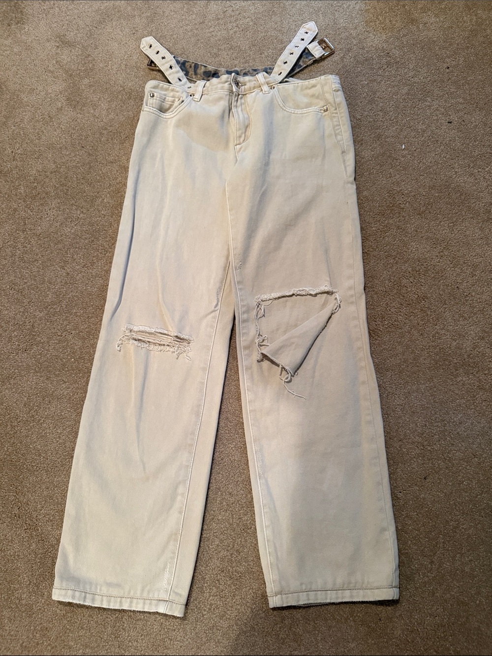 SER.O.YA off white jeans with cut out belt size 26 - Picture 1 of 5